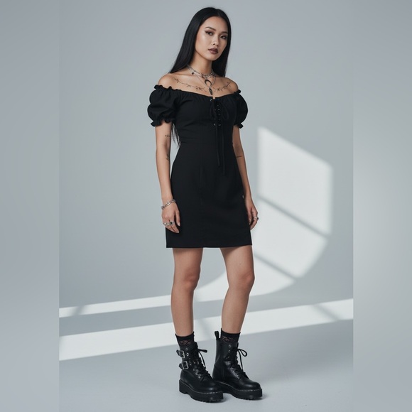 Dark Fairy Core Black Tie Up Mini Dress 🧚🏼‍♀️🖤 - Picture 8 of 8